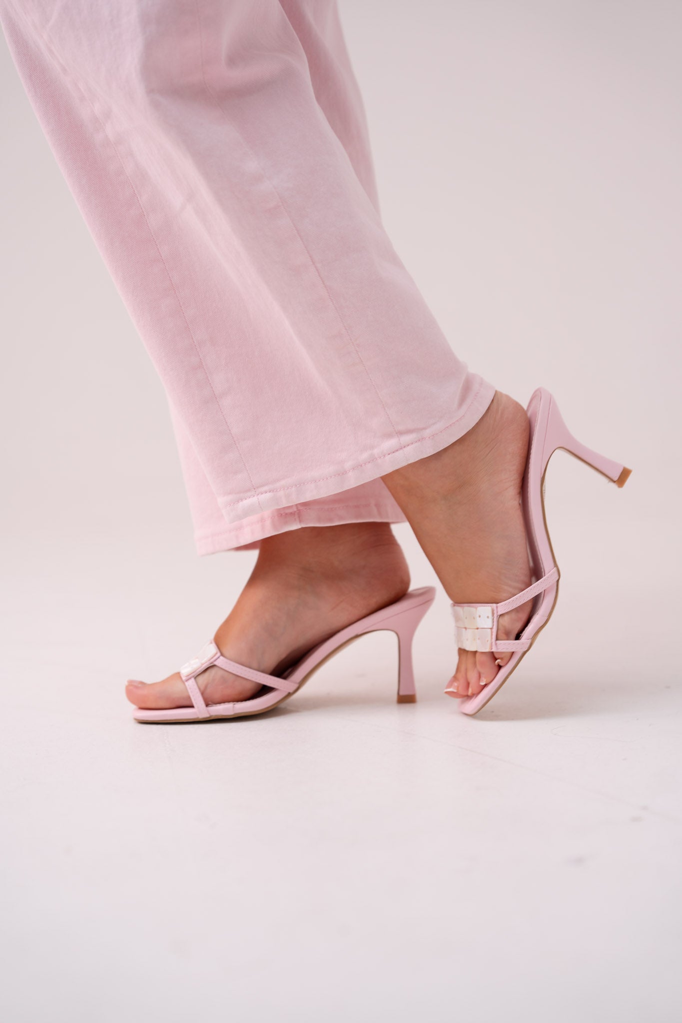 Cathy Beaded Detail Mule In Pink