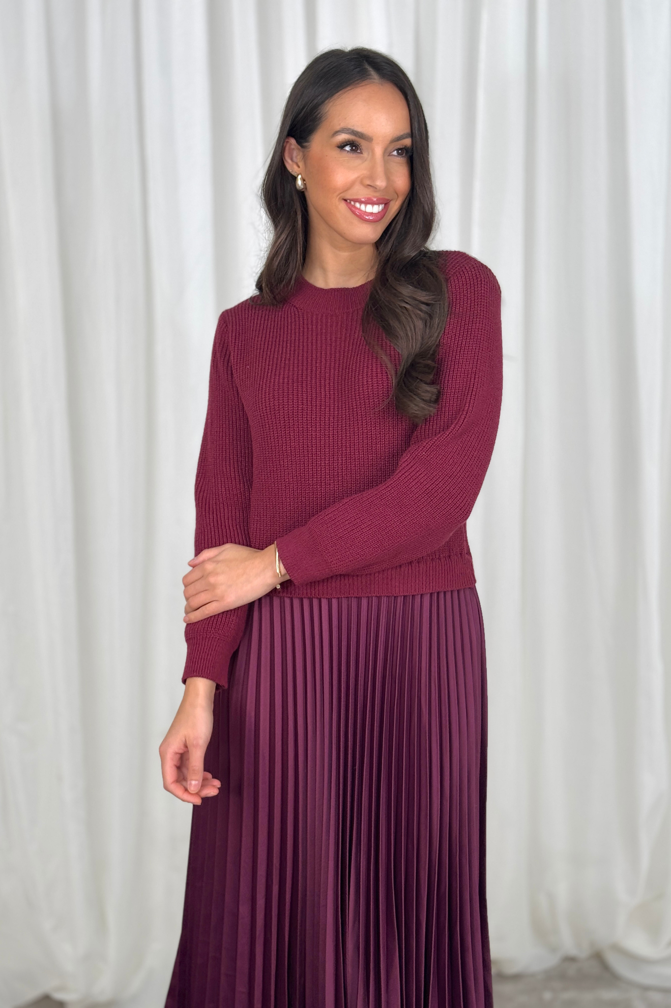 Dark red jumper dress sales