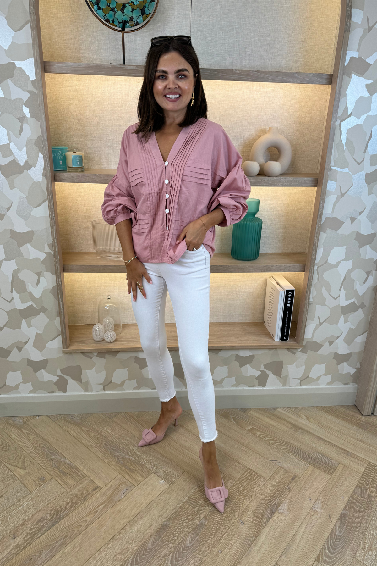 Caitlyn Puff Sleeve Blouse In Pink