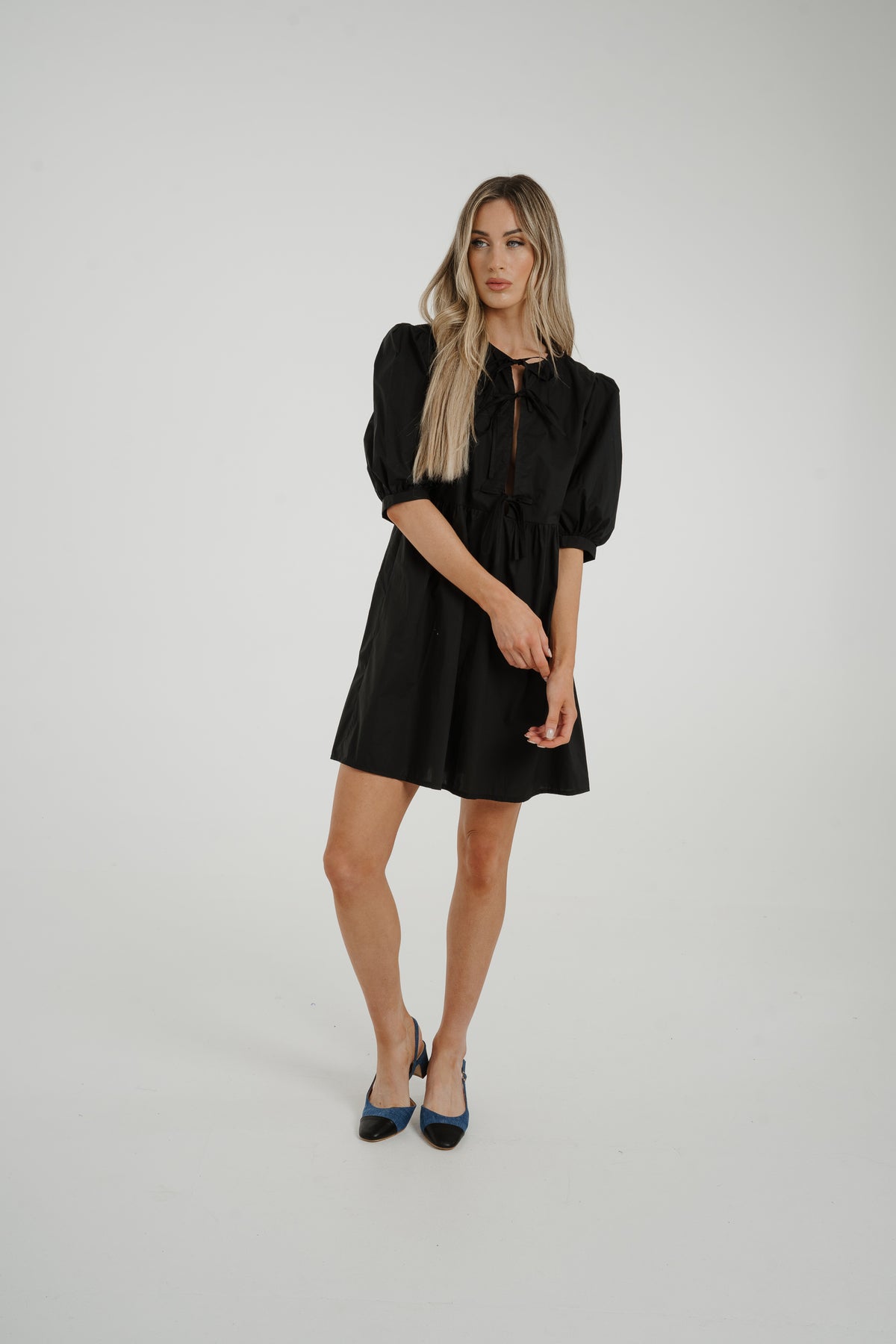 Leona Bow Front Dress In Black