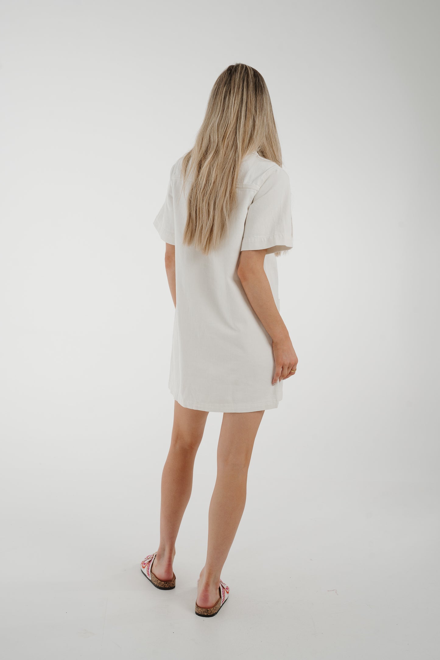 Holly Denim T-Shirt Dress In Cream