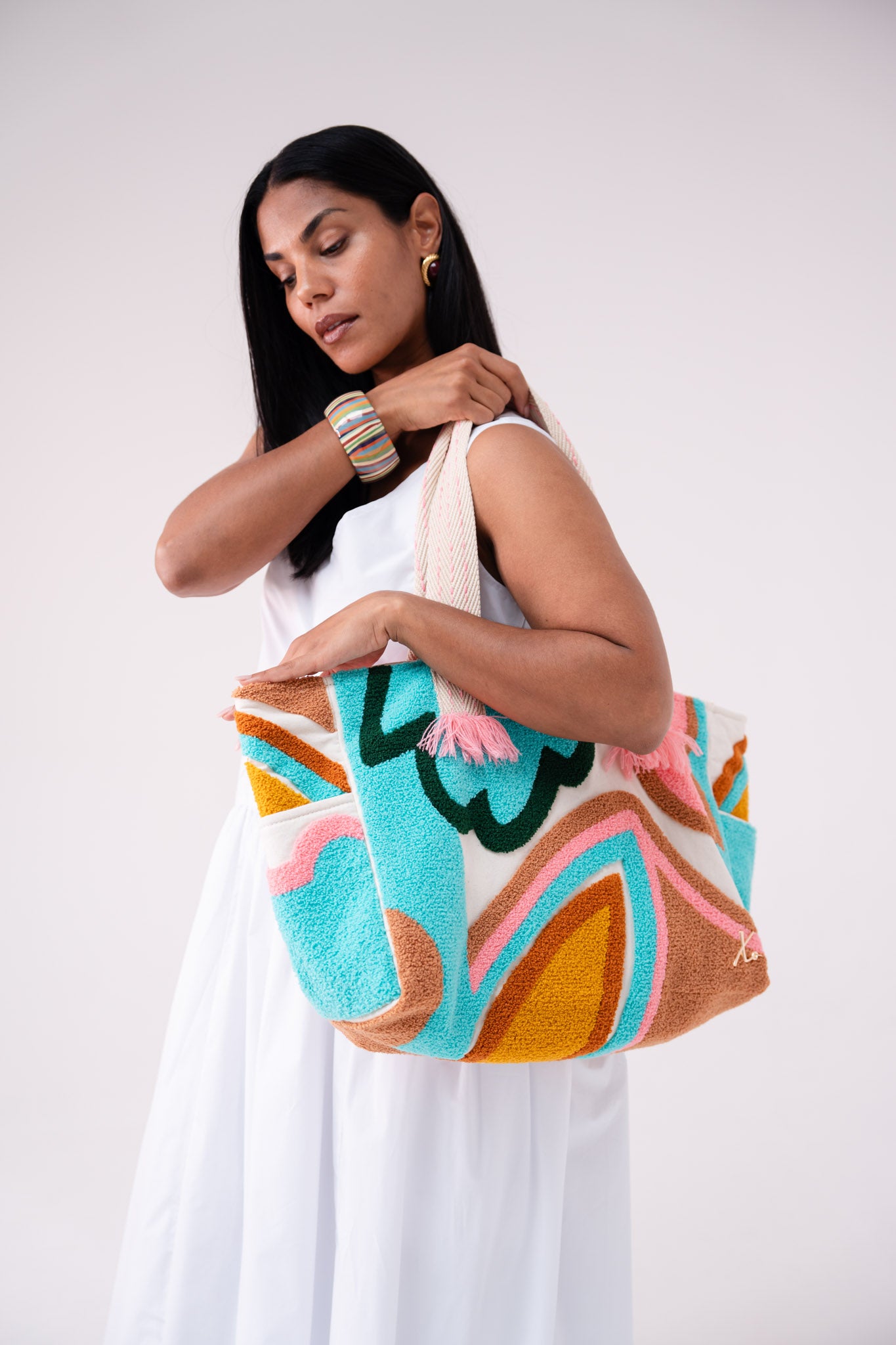 Love Laura Embroidered Tote Bag In Multi