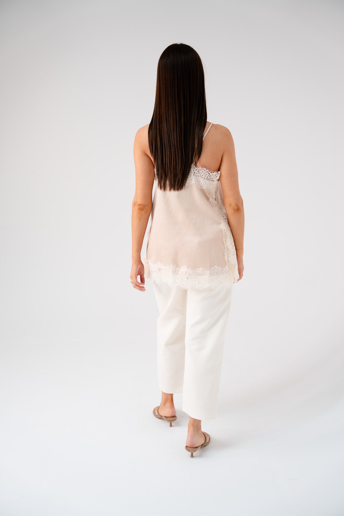 Love Laura Contrast Lace Trim Cami In Neutral