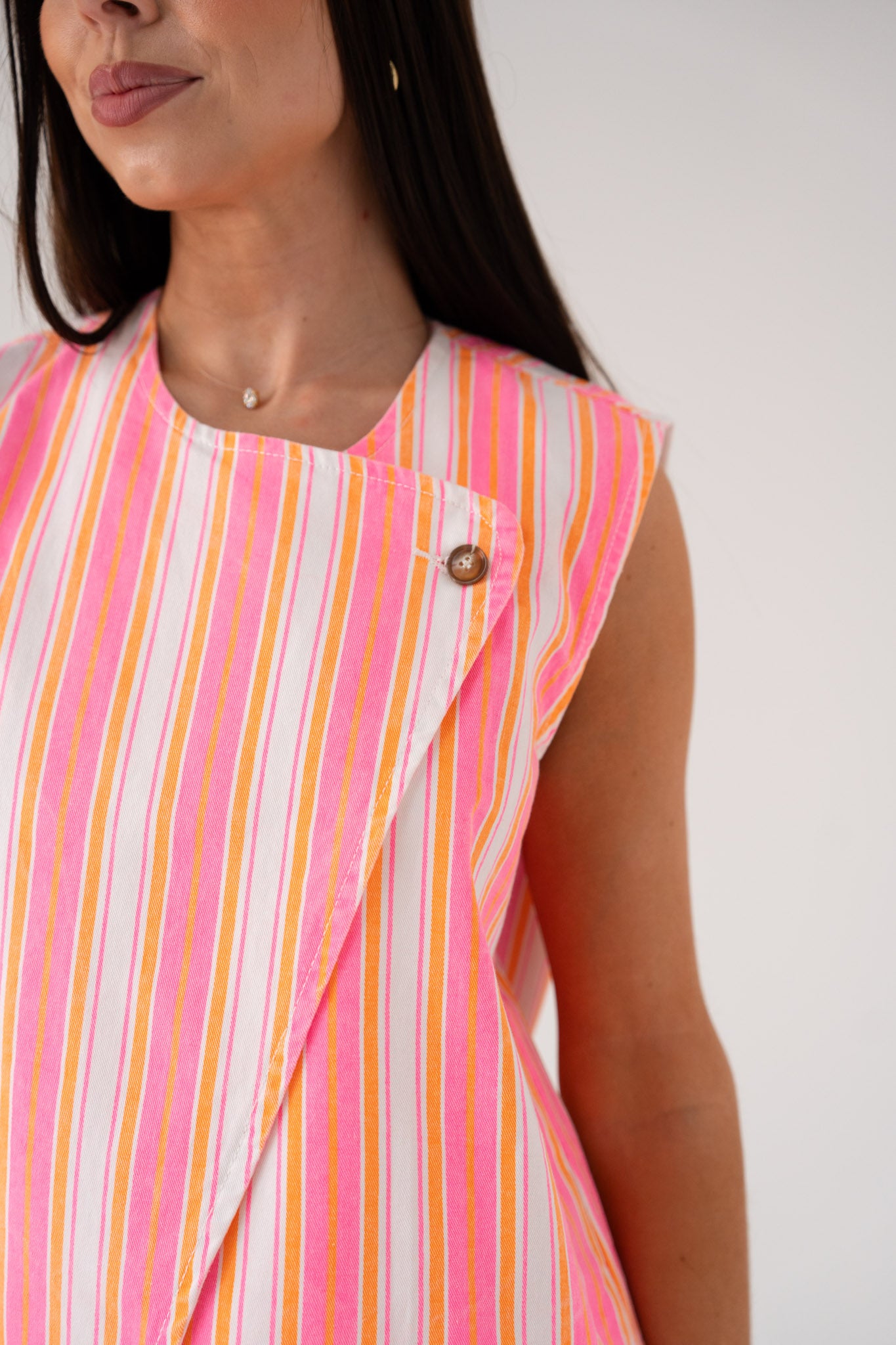 Millie Stripe Waistcoat In Pink Mix