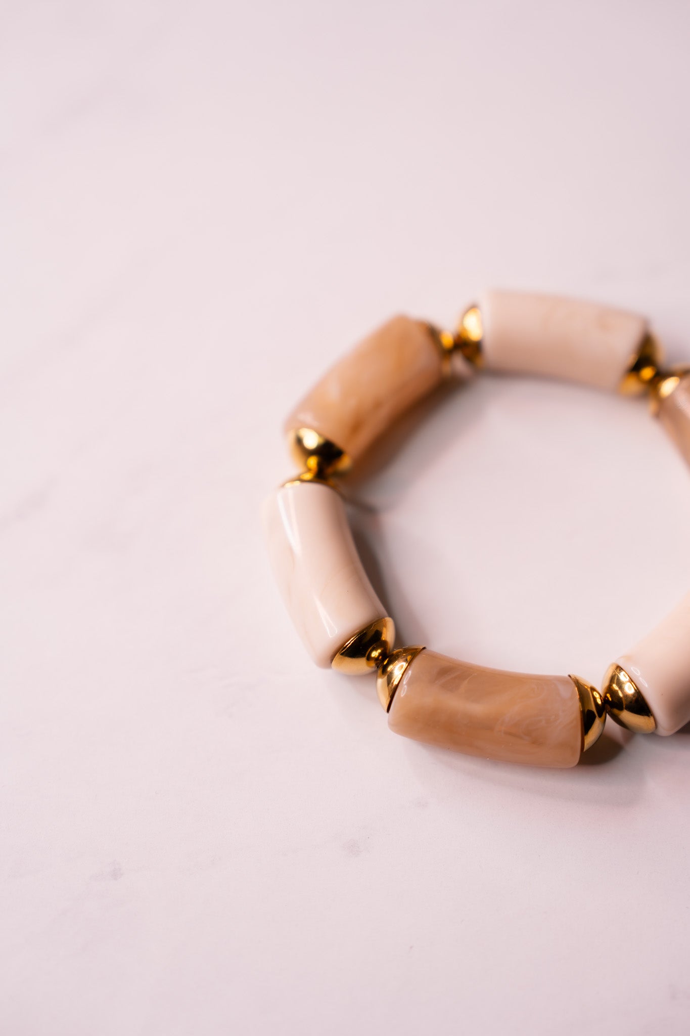 Olive Chunky Beaded Stretch Bracelet In Neutral