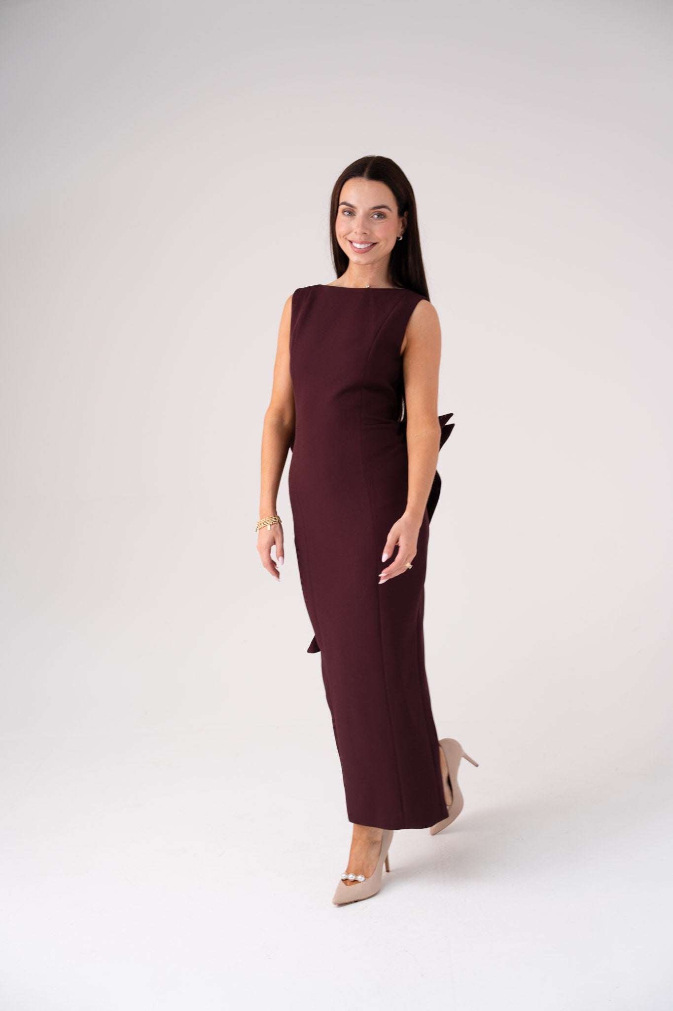 Love Laura Statement Bow Dress In Mulberry