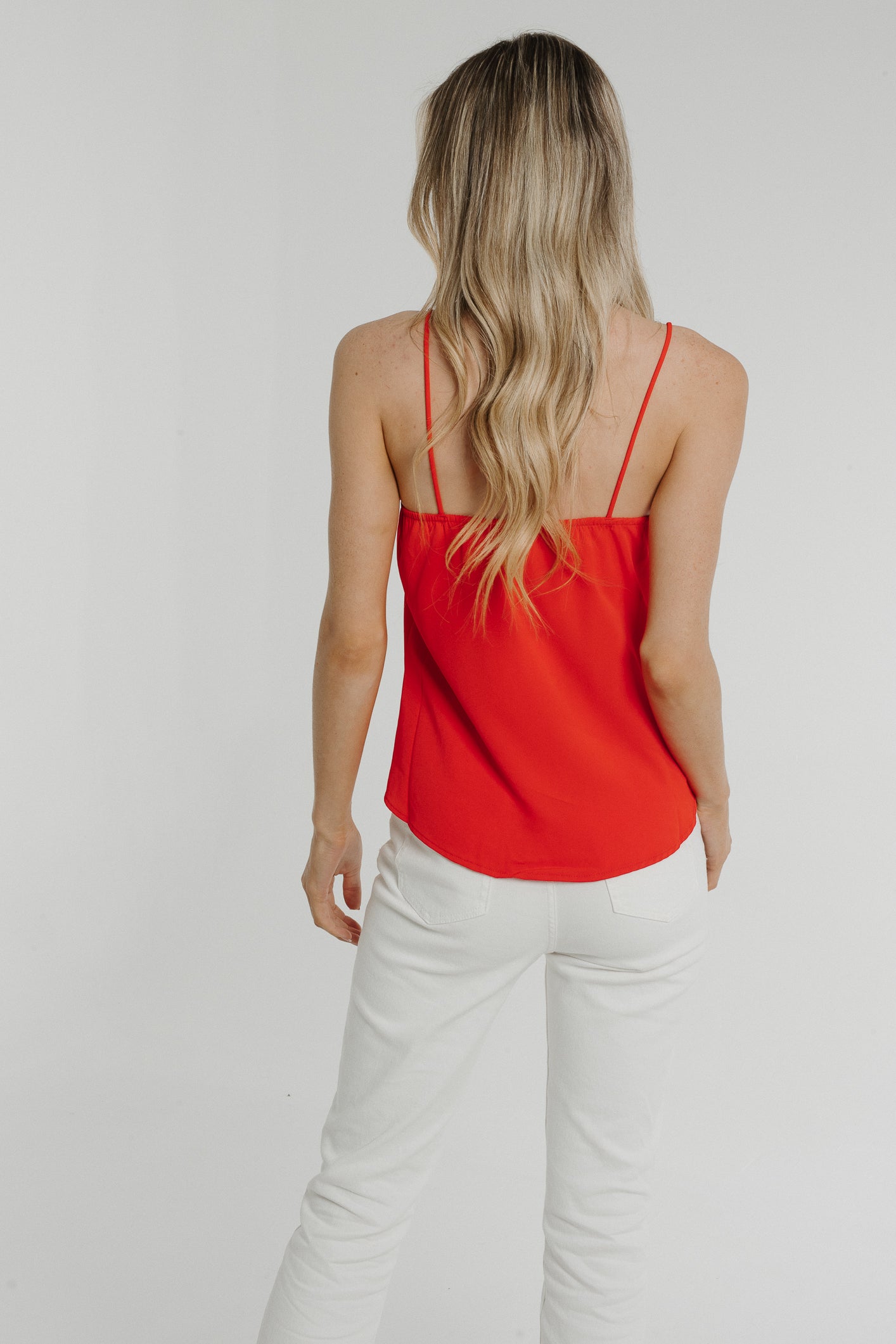 Lydia Floral Trim Cami In Red