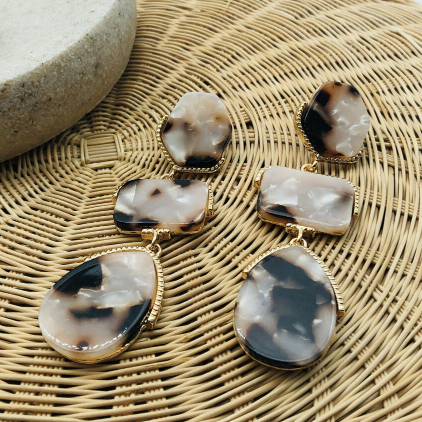 Polly Leopard Print Earrings In Beige