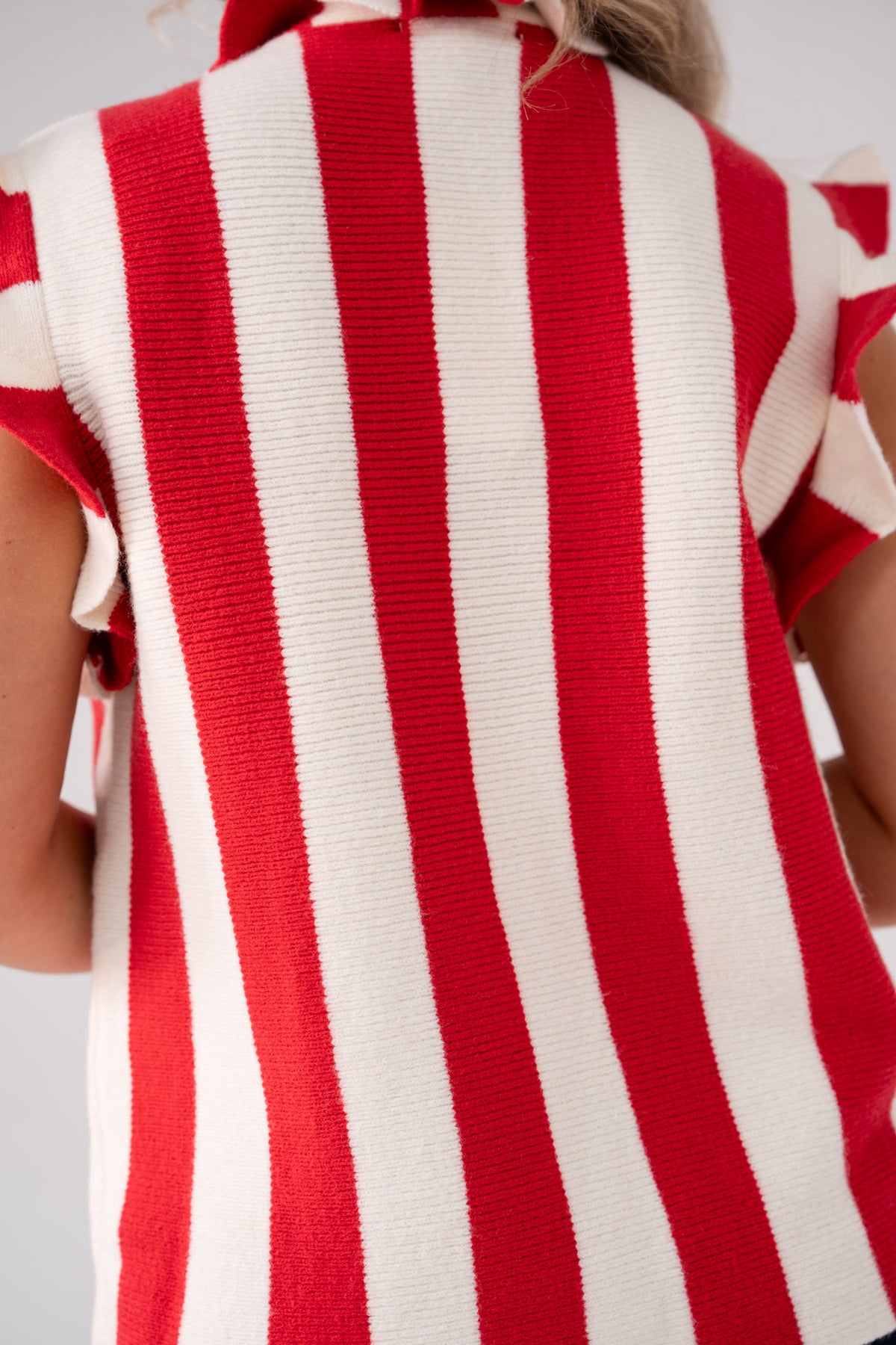 Holly Stripe Sleeveless Knit In Red Mix