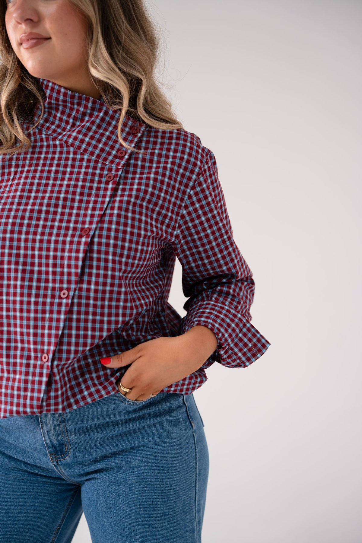 Daisy Check Shirt In Red Mix