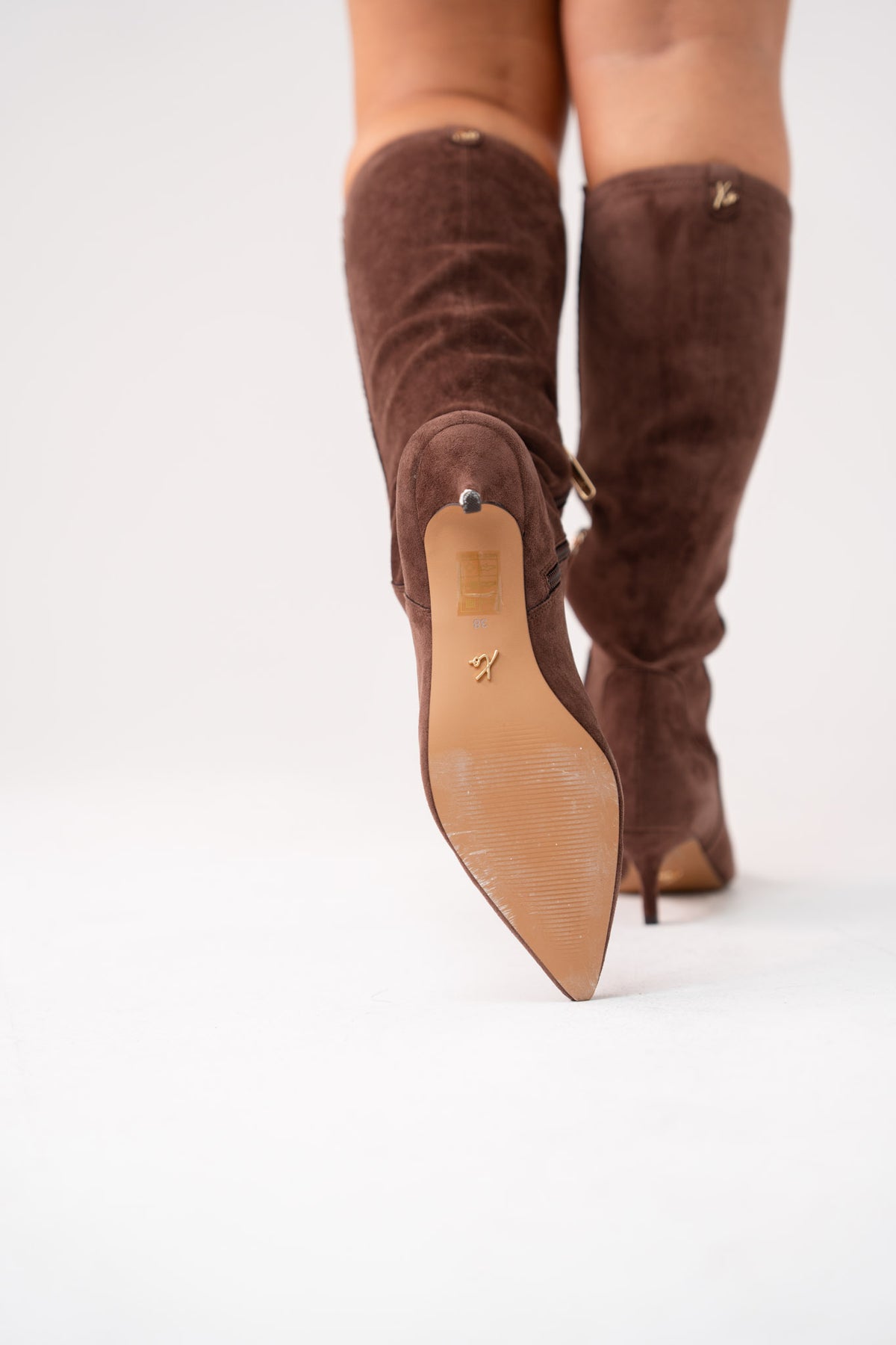 Love Laura Suede Knee Boot In Chocolate