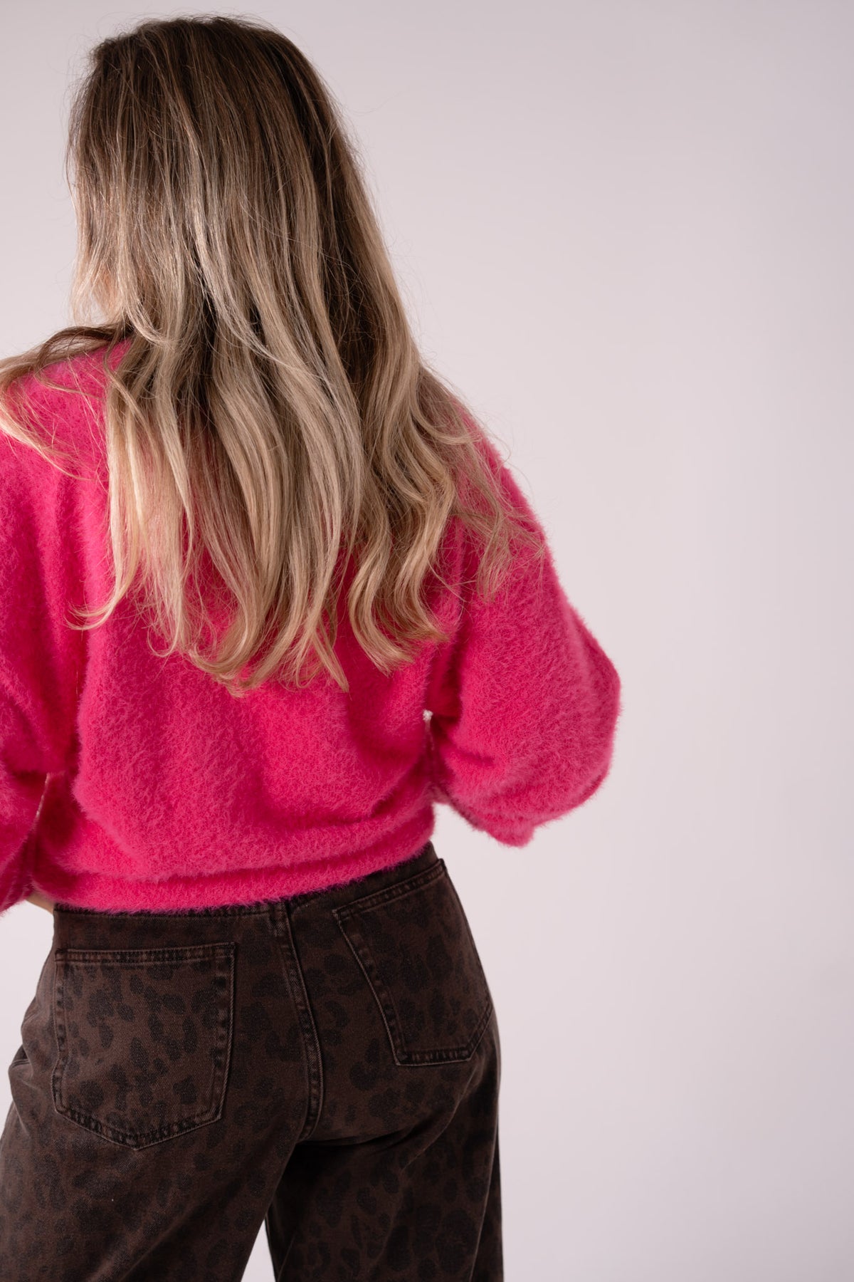 Love Laura Soft Touch V-Neck Jumper In Fuchsia