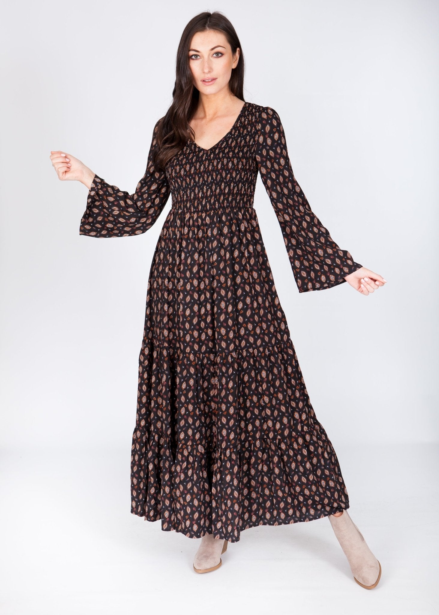 the becca maxi dress Becca Printed Maxi Dress In Black XS(6-8)