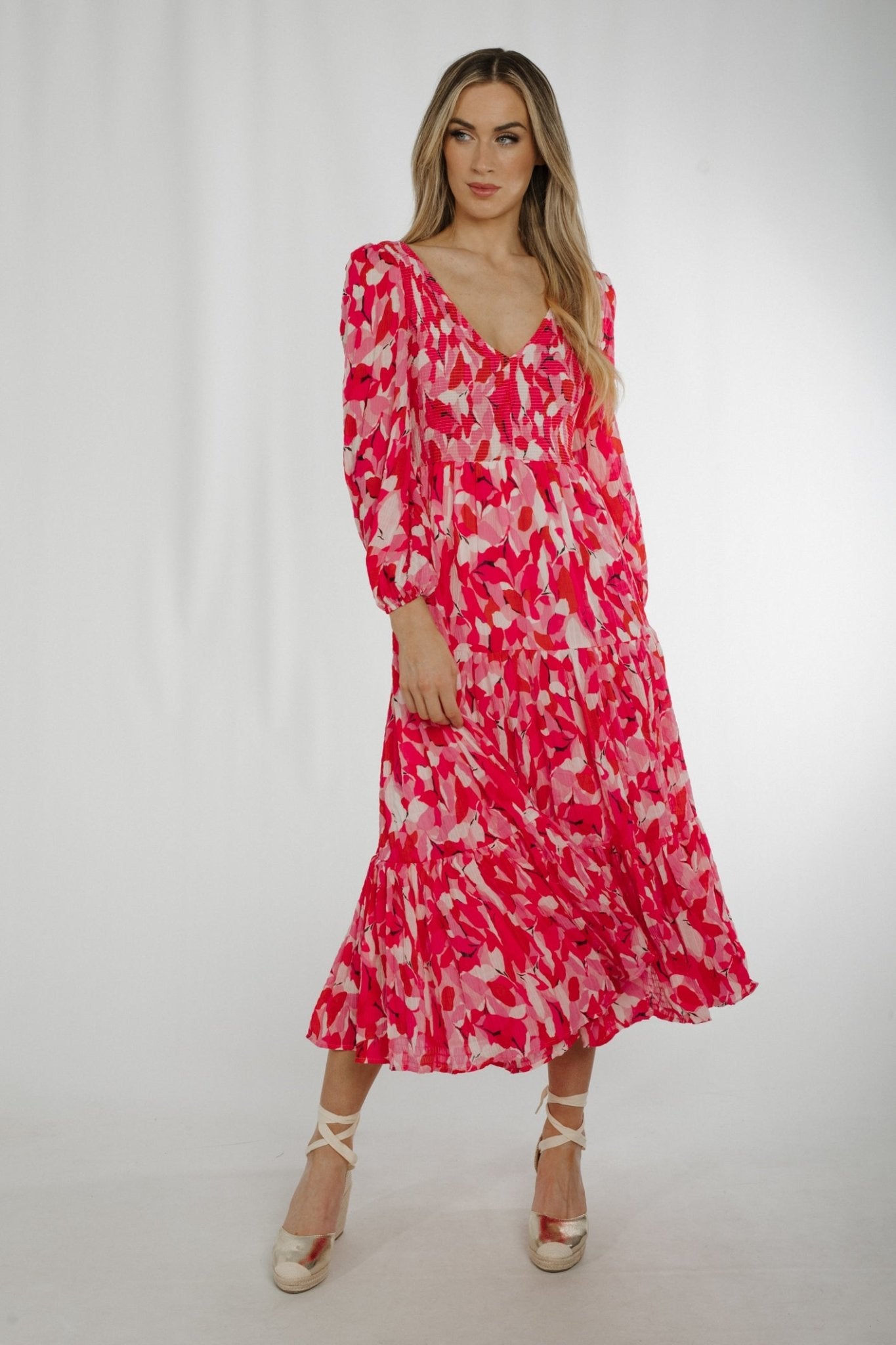 becca tiered maxi dress Pine Hill Floral Becca Tiered Maxi Dress Curve GREY-BLK / 1X by Sugarlips