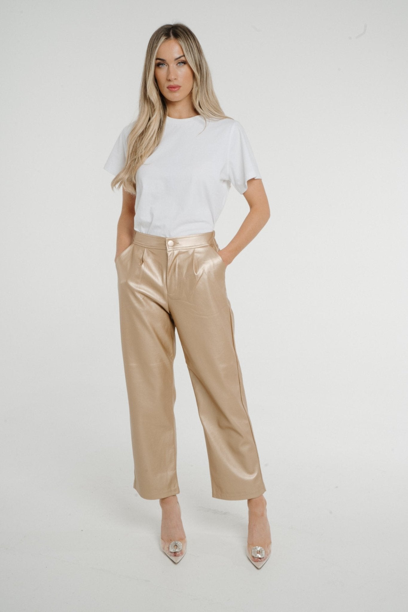 Gold wide 2024 leg trousers