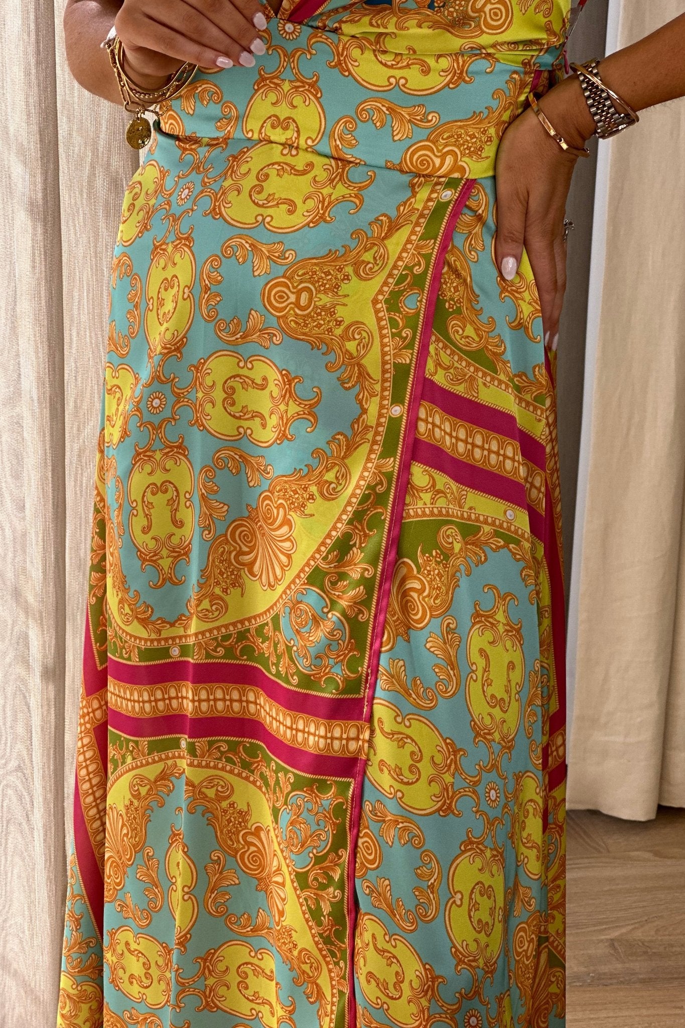 Faye Halter Neck Dress In Multi - The Walk in Wardrobe