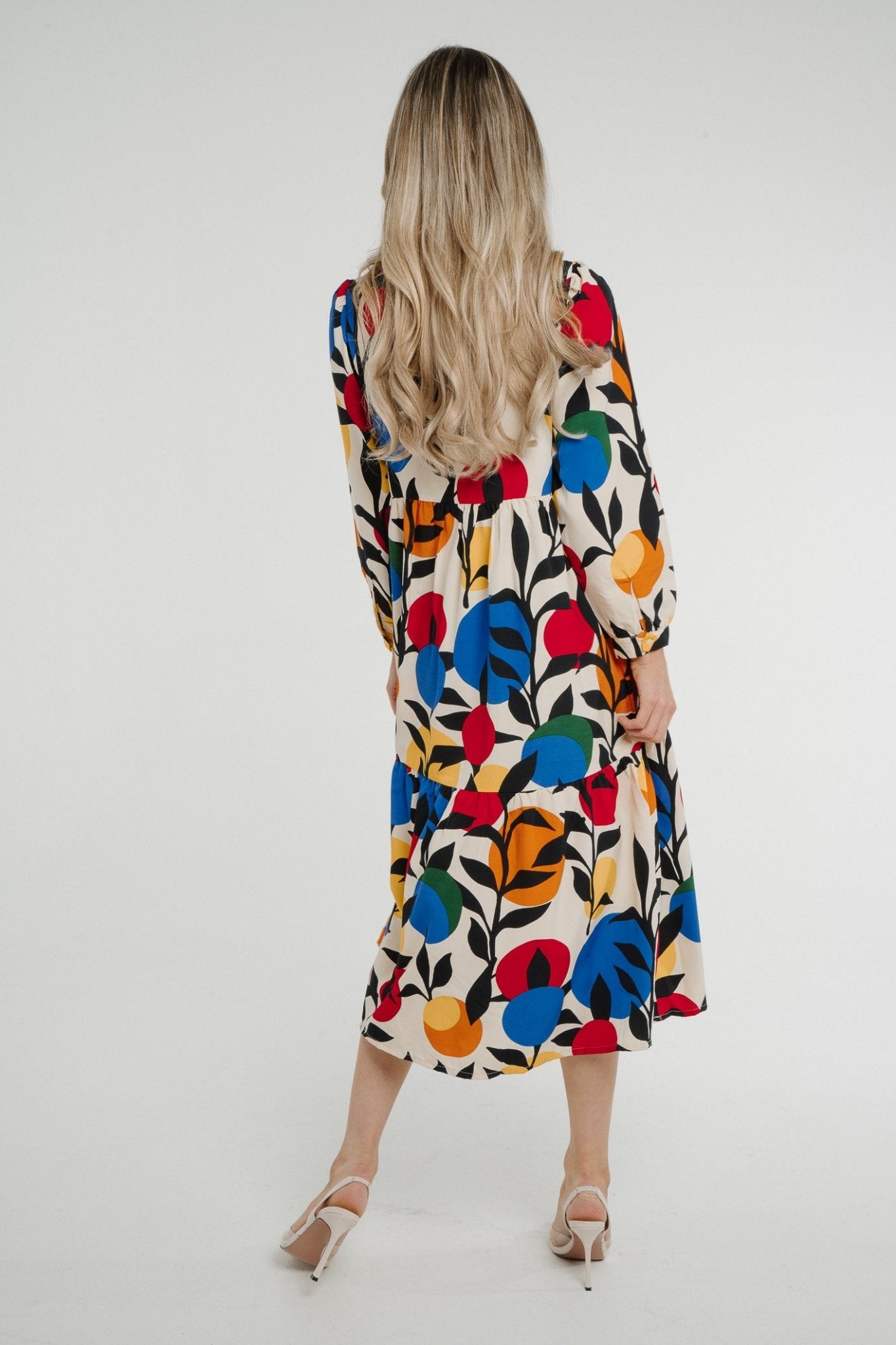 Frankie Printed Peplum Dress In Multi - The Walk in Wardrobe