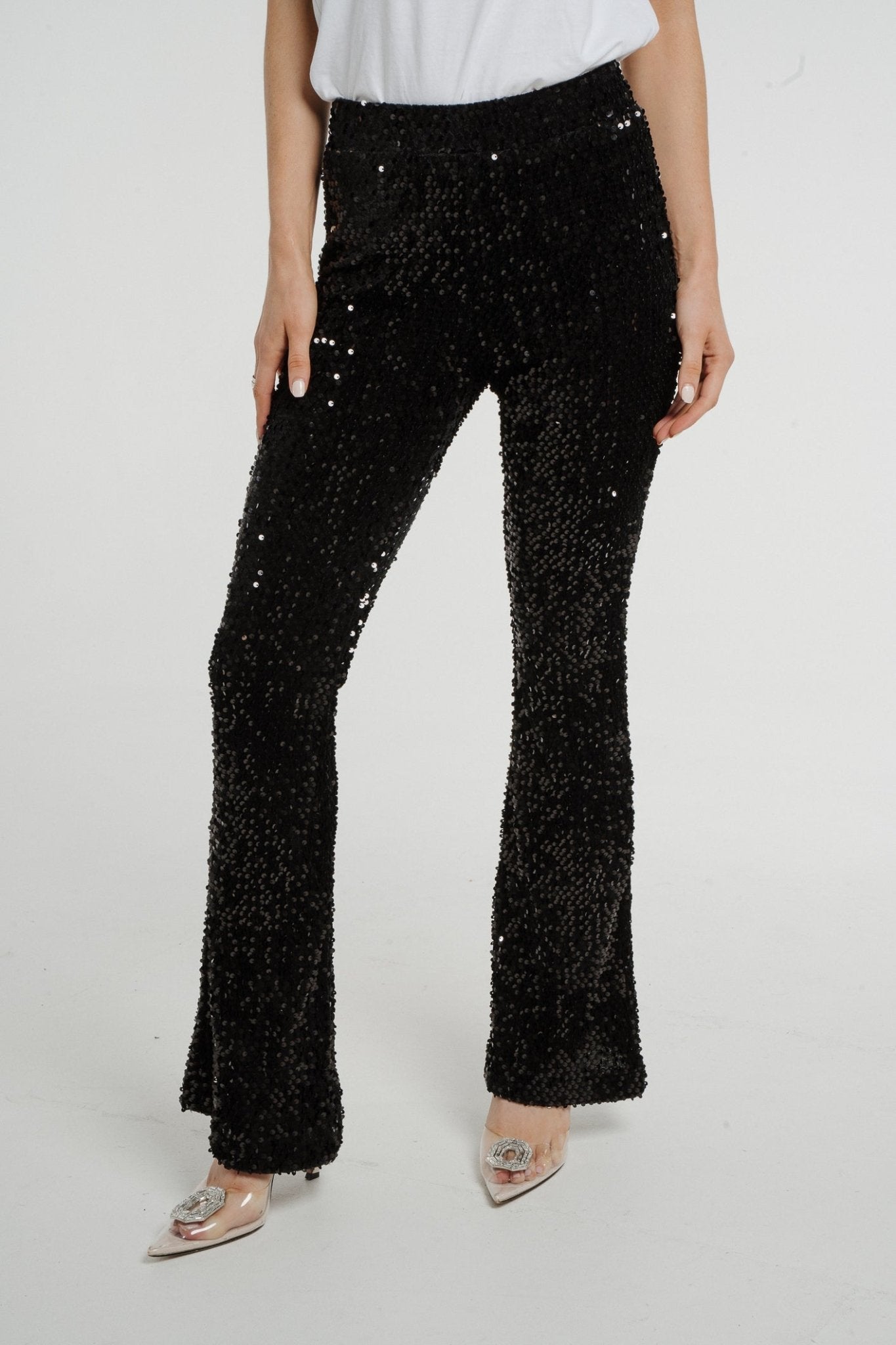 Jane Sequin Trouser In Black - The Walk in Wardrobe