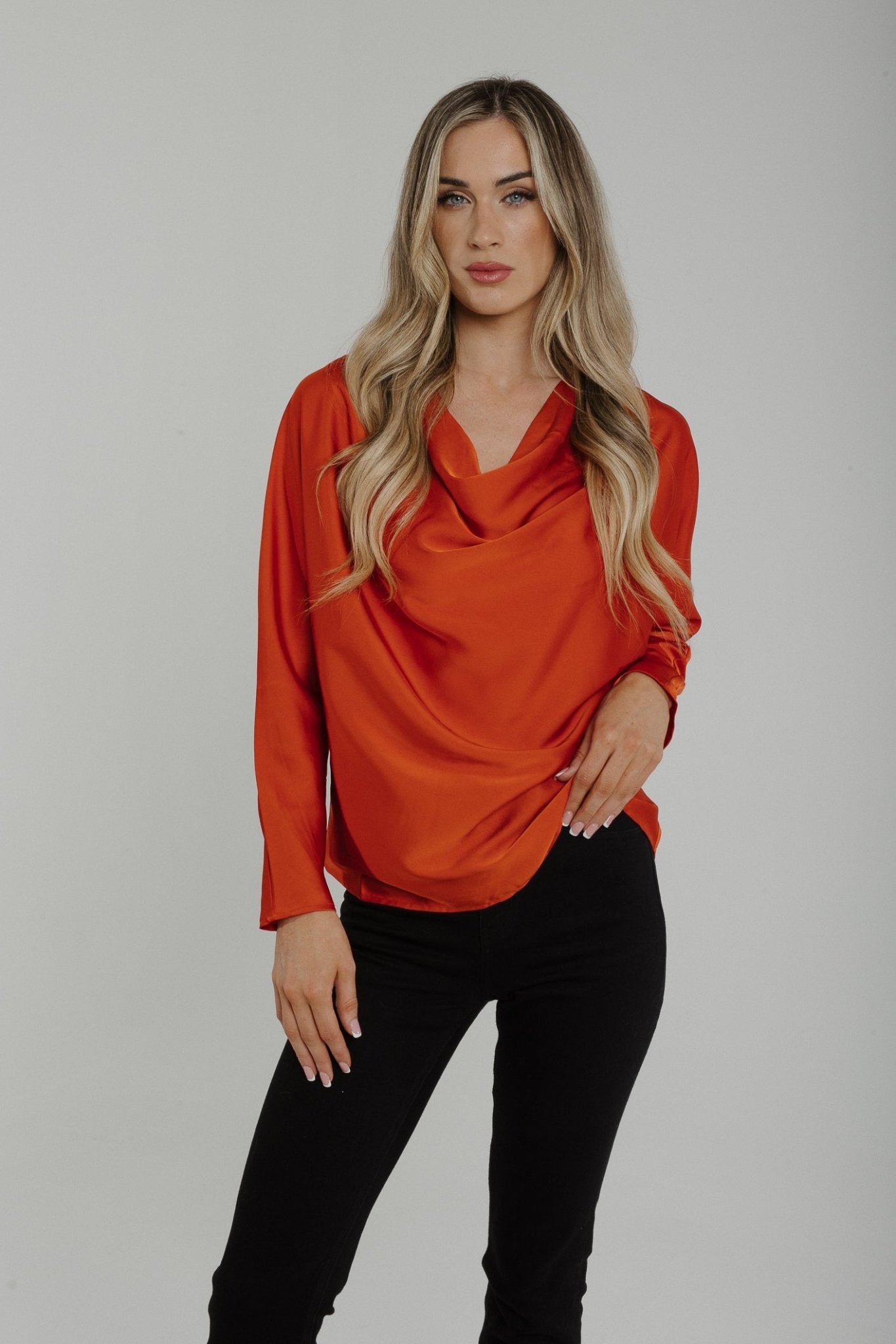 Jasmine Cowl Neck Blouse In Rust – The Walk in Wardrobe