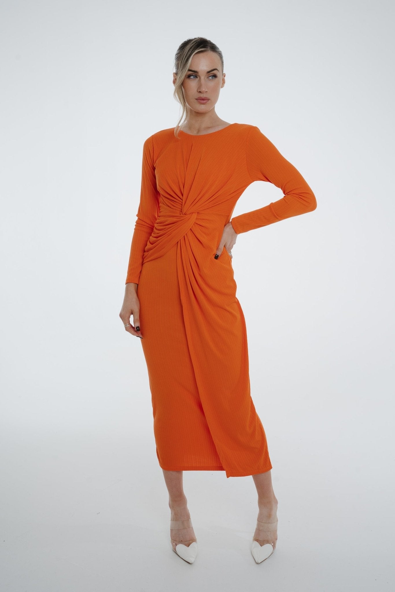 Knot front midi dress