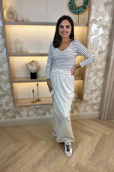 Grey jersey maxi skirt Clearance