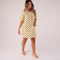 Kiera Spotted Denim T-Shirt Dress In Yellow