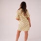 Kiera Spotted Denim T-Shirt Dress In Yellow