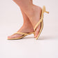 Izzy Toe Post Heeled Mule In Yellow