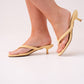 Izzy Toe Post Heeled Mule In Yellow