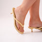 Izzy Toe Post Heeled Mule In Yellow
