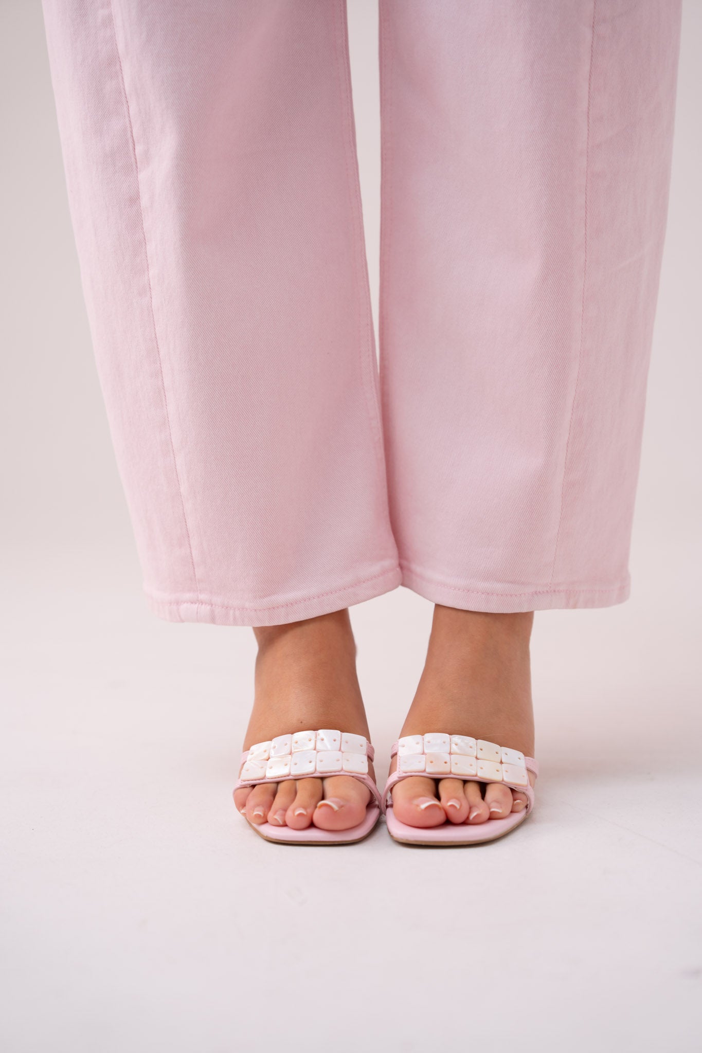 Cathy Beaded Detail Mule In Pink