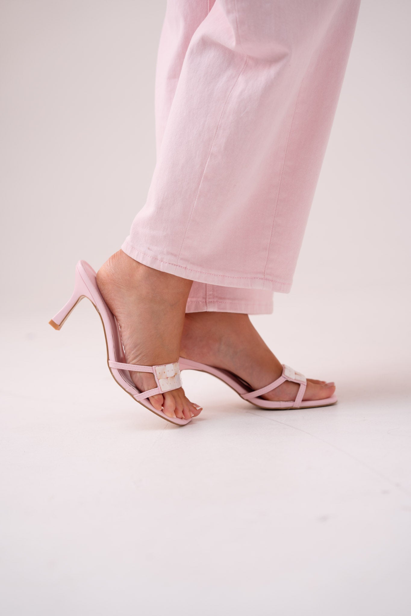 Cathy Beaded Detail Mule In Pink