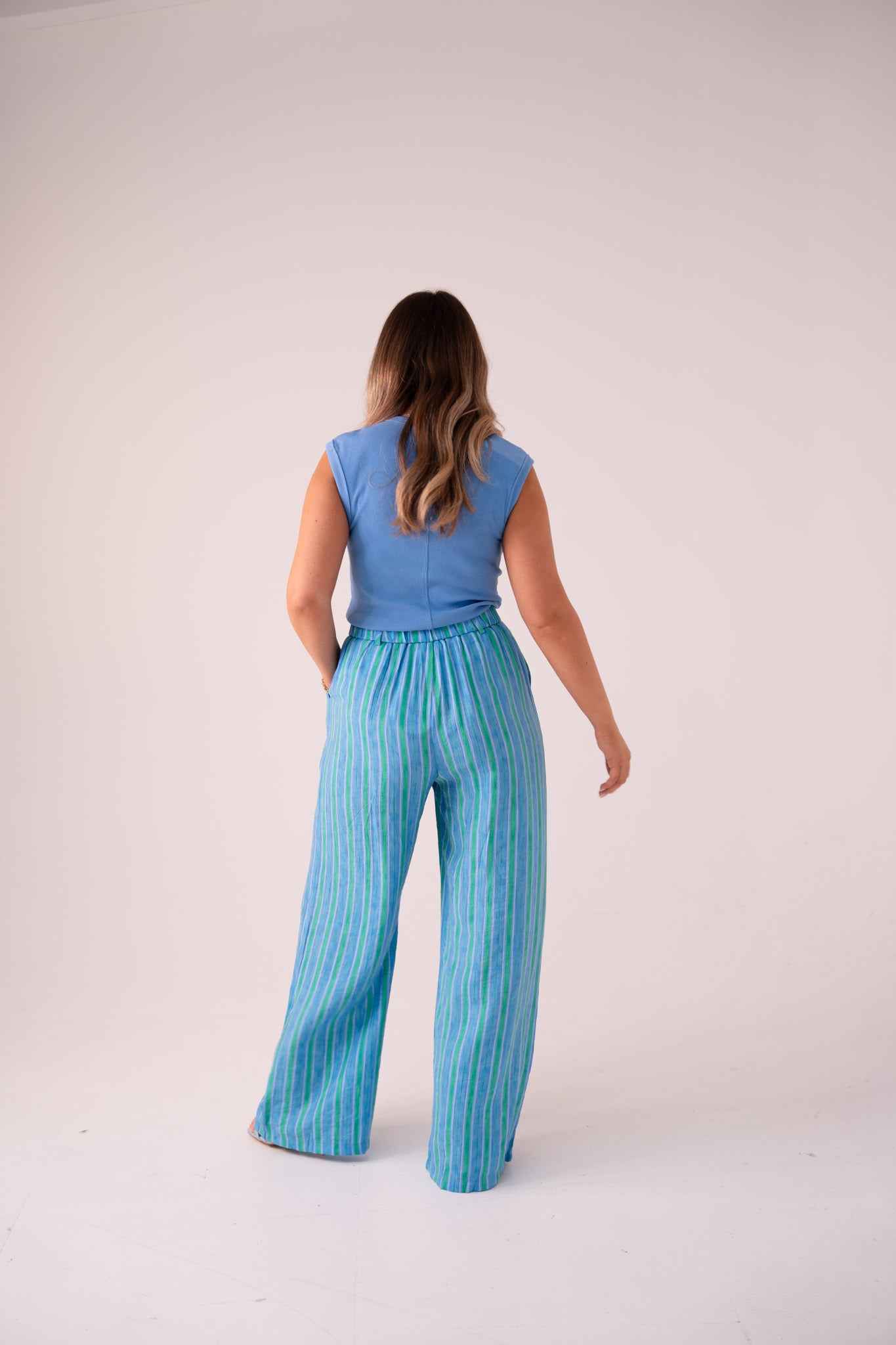 Elsa Stripe Trousers In Blue Mix