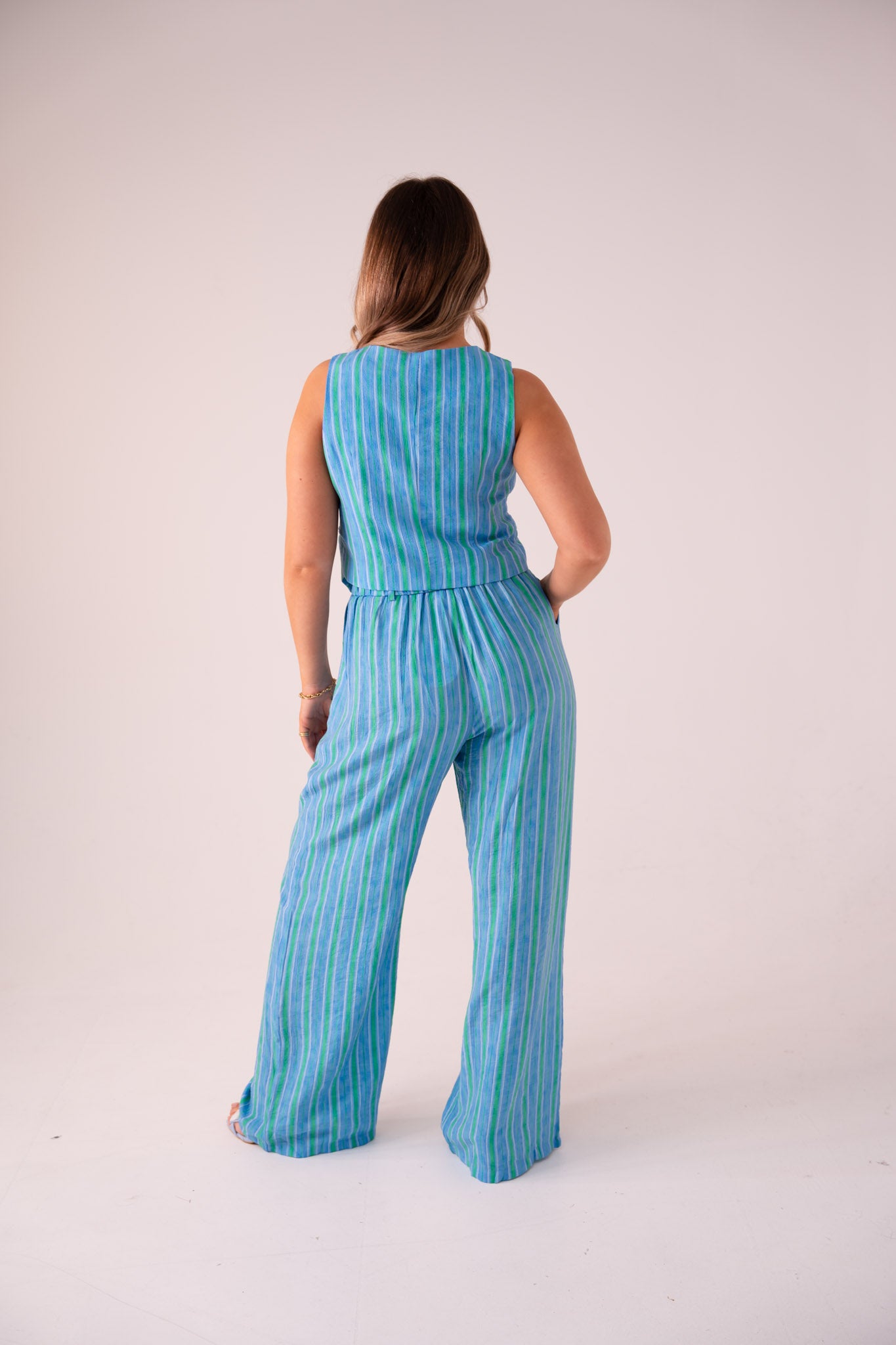 Elsa Stripe Trousers In Blue Mix
