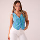 Elsa Stripe Waistcoat In Blue Mix