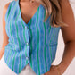 Elsa Stripe Waistcoat In Blue Mix