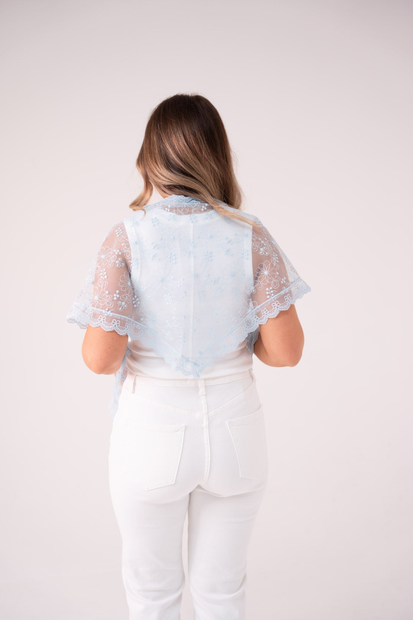 Cathy Lace Effect Scarf In Blue