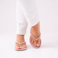 Izzy Toe Post Heeled Mule In Pink