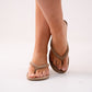 Izzy Toe Post Heeled Mule In Camel