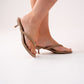 Izzy Toe Post Heeled Mule In Camel