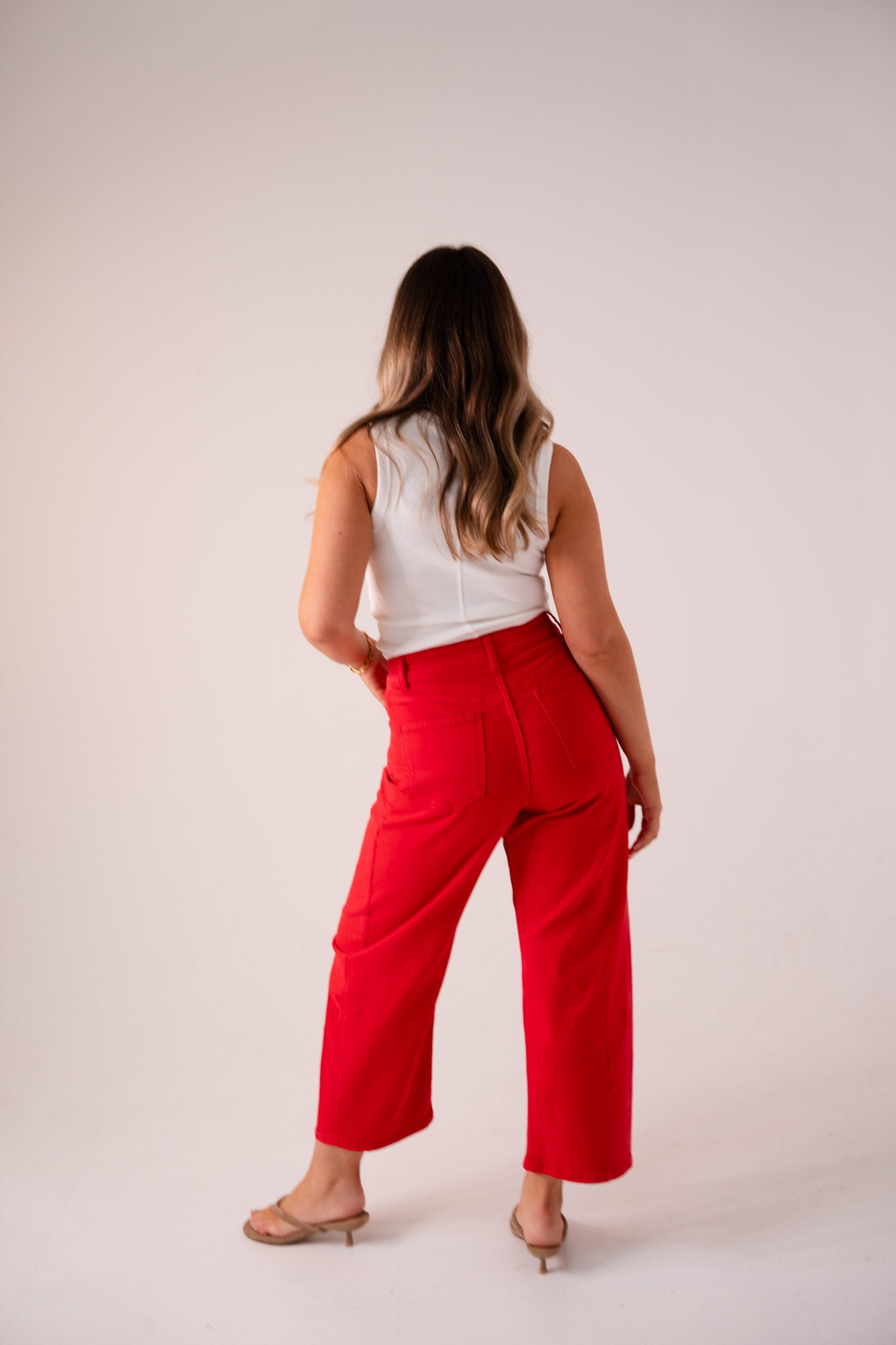 Love Laura Carrot Barrell Jeans In Red