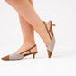 Izzy Woven Contrast Toe Slingback In Camel
