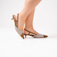 Izzy Woven Contrast Toe Slingback In Camel