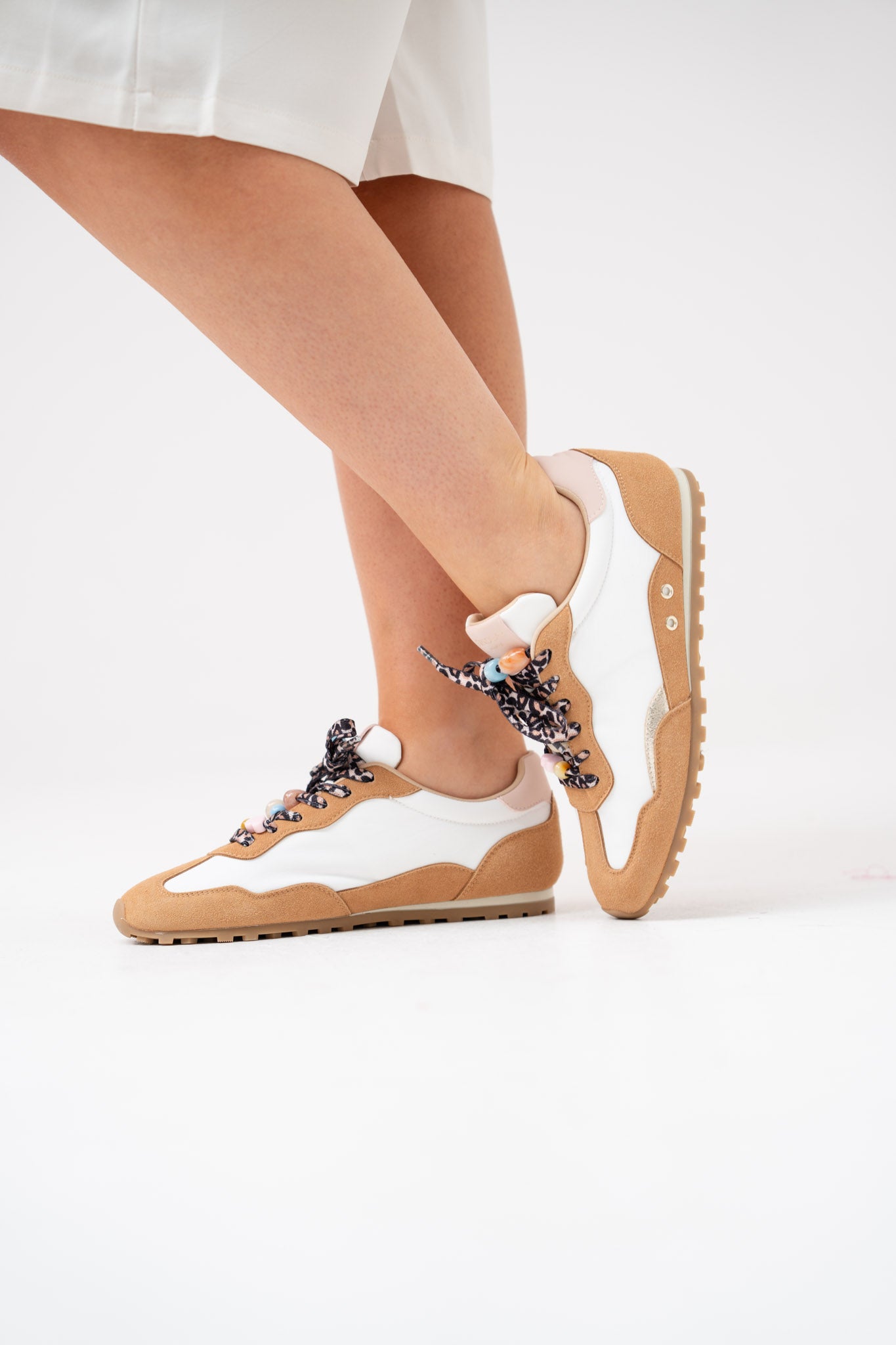 Faith Double Laced Trainers In Camel Mix