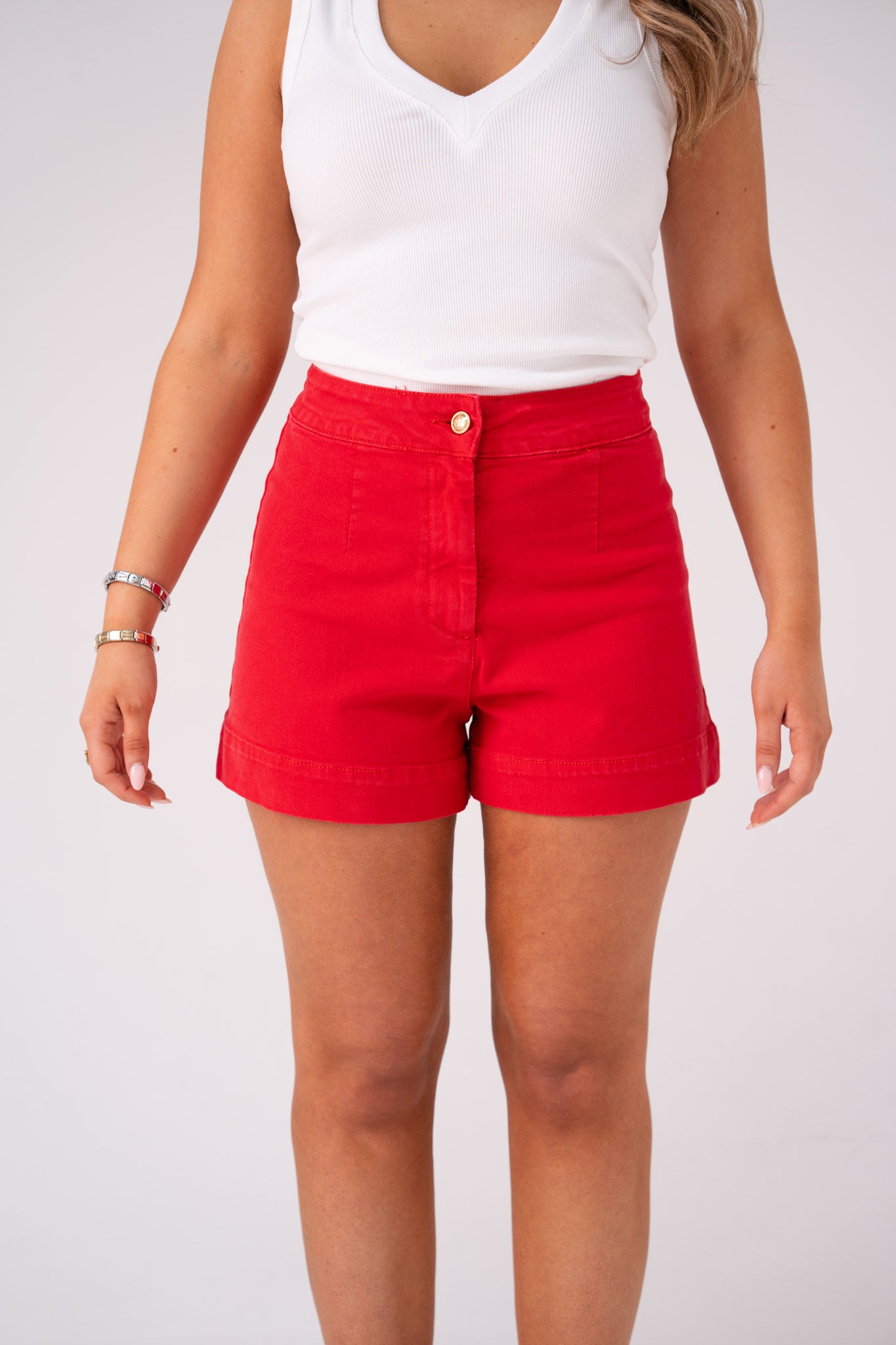 Love Laura Denim Shorts In Red