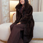 Love Laura Longline Faux Fur Coat In Chocolate