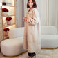 Love Laura Longline Faux Fur Coat In Beige
