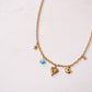 Olive Blue Stone Charm Necklace In Gold