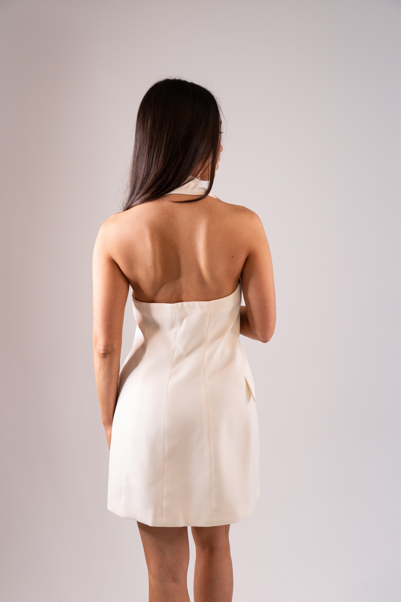 Kiera Halter Blazer Dress In Cream