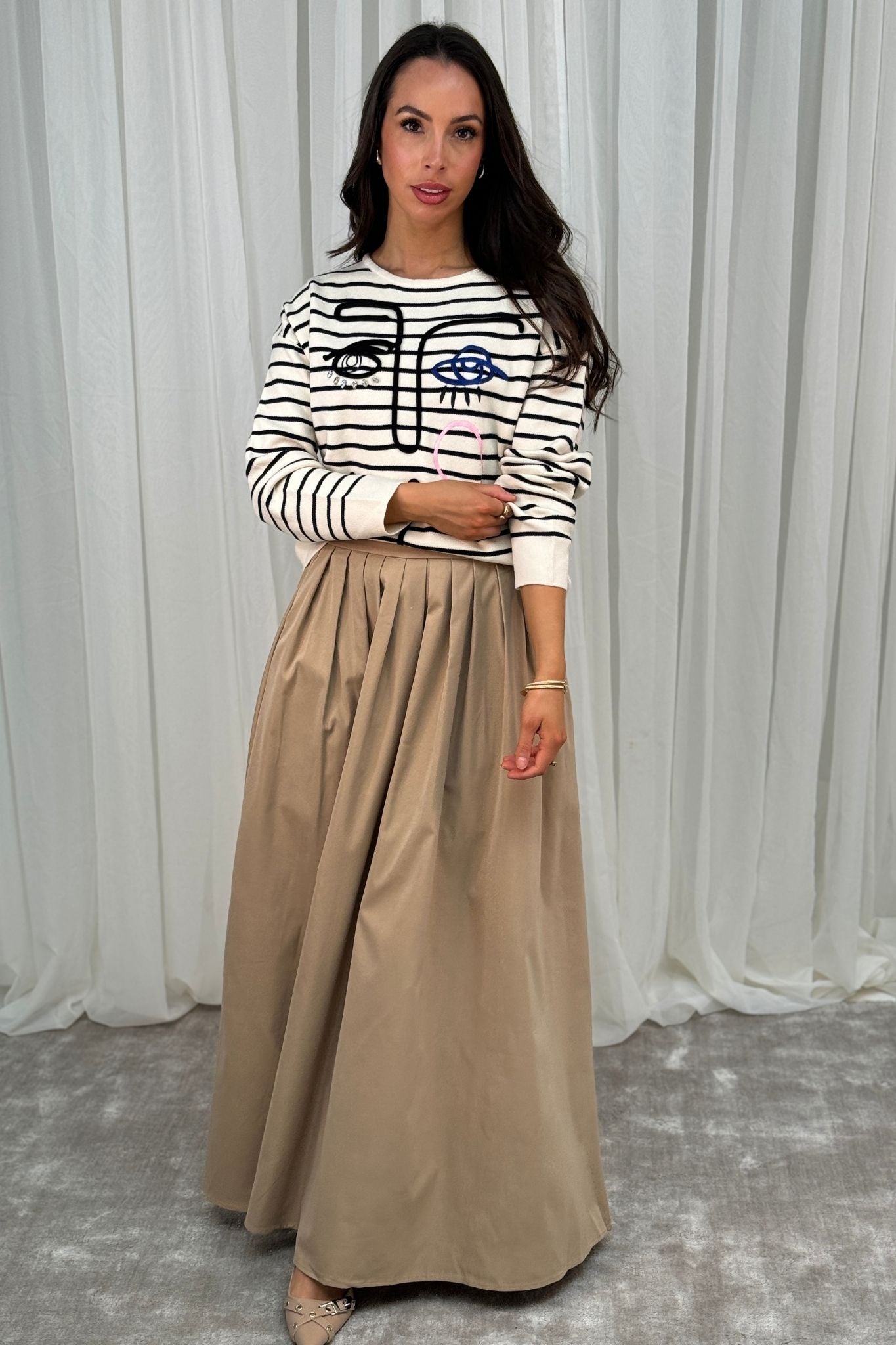 Elsa Puff Maxi Skirt In Camel